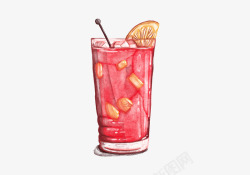 鲜果饮料粉色手绘果茶高清图片