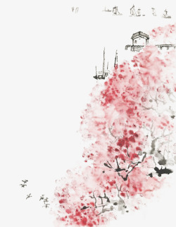 粉色房屋桃花源的住处高清图片