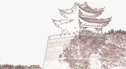 烽火台手绘古建筑高清图片