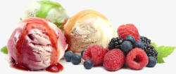 蓝莓冰淇淋冰淇淋和水果高清图片
