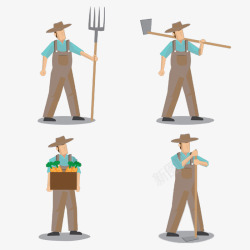 农作工具卡通农夫与工具合集高清图片