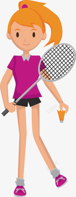 网球少女矢量图素材