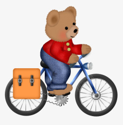 骑车的小熊卡通小熊骑车高清图片