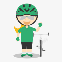 绿色卡通自行车少女奥运会素材