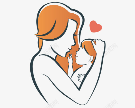 浓浓母爱母婴绘画图标图标