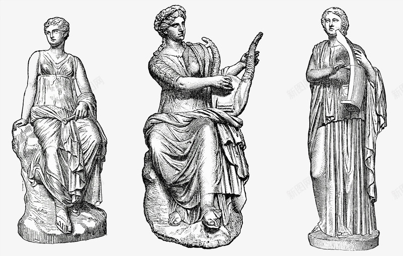 素描三个古希腊神png免抠素材_88icon https://88icon.com 人物 伟大 古希腊 古老 神 神话 素描 线条 黑白