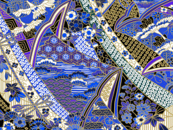蓝色日式古典花纹图案素材