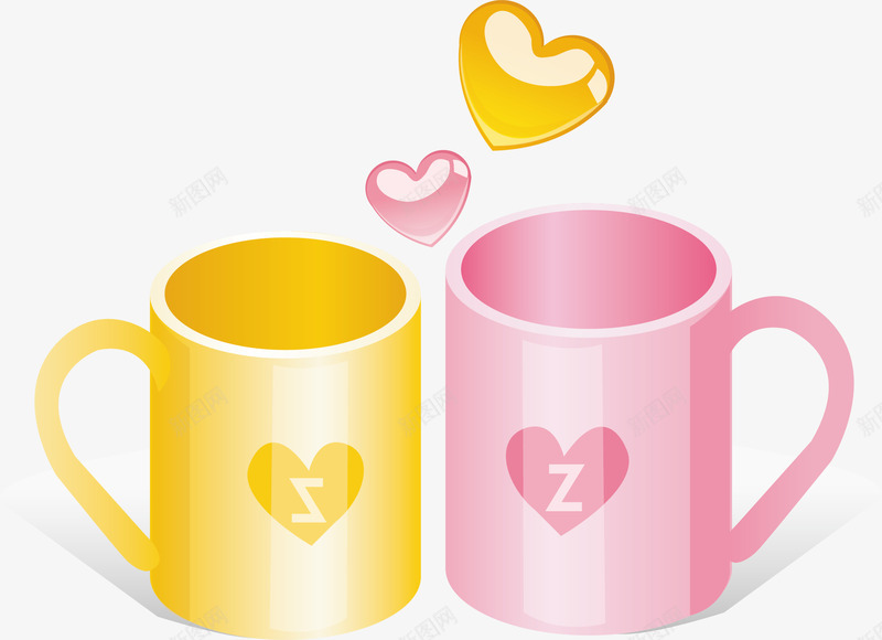 情侣心形杯子矢量图ai免抠素材_88icon https://88icon.com 心形 情侣 杯子 矢量图