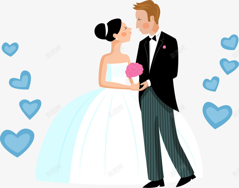 结婚的情侣矢量图ai免抠素材_88icon https://88icon.com wedding 人物 人物插画 婚礼 情侣 结婚 矢量图