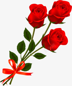三支三支红玫瑰手绘高清图片