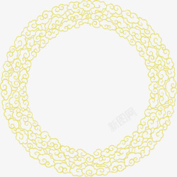 中式金色花边圆环素材