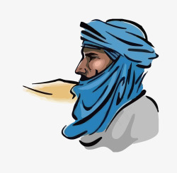 阿拉伯人戴蓝色头巾素材