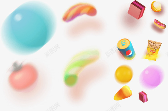 质感球漂浮模糊质感卡通零食图标图标