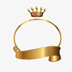 金色皇冠飘带边框素材