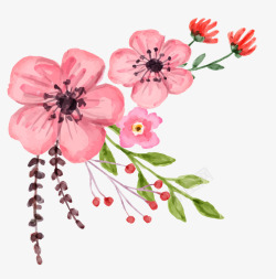 粉色水粉桃花装饰图案素材