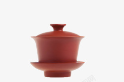 红色土陶烧制古风茶碗素材
