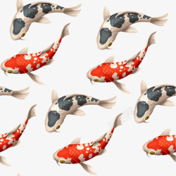 日式鲤鱼插画矢量图素材