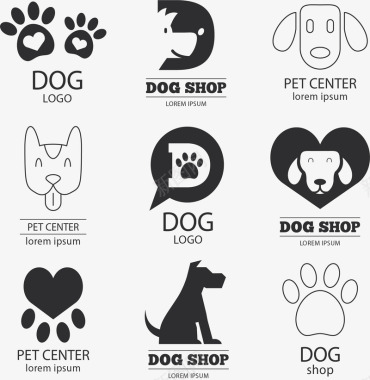 默认头像9款创意宠物狗标志矢量图图标图标