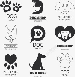 宠物头像9款创意宠物狗标志矢量图图标高清图片