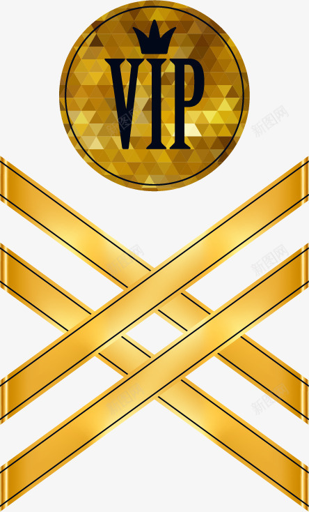 交叉飘带几何图形VIP标志png免抠素材_88icon https://88icon.com 交叉 几何图形 时尚标志 金色 飘带