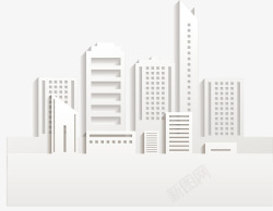 剪纸风格插画剪纸建筑城市插画矢量图高清图片
