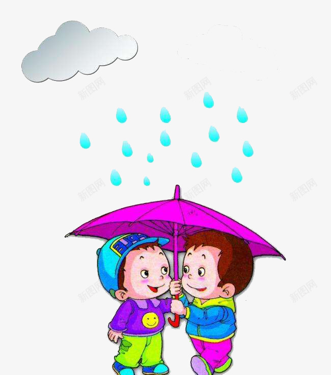 下雨打伞的小男生png免抠素材_88icon https://88icon.com 互相帮助 帮助 男生 装饰 雨点