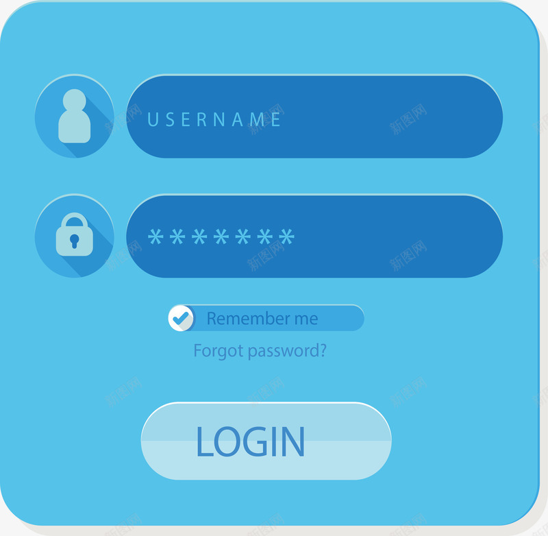 天蓝色网站登录界面矢量图ai免抠素材_88icon https://88icon.com 会员登录 登录 登录框 登录界面 矢量png 蓝色界面 矢量图
