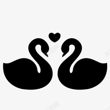 两只喜鹊两只黑天鹅心形图标图标