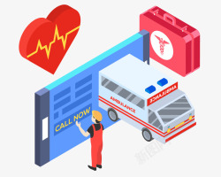创意救护车创意互联网数据时代网上医院高清图片
