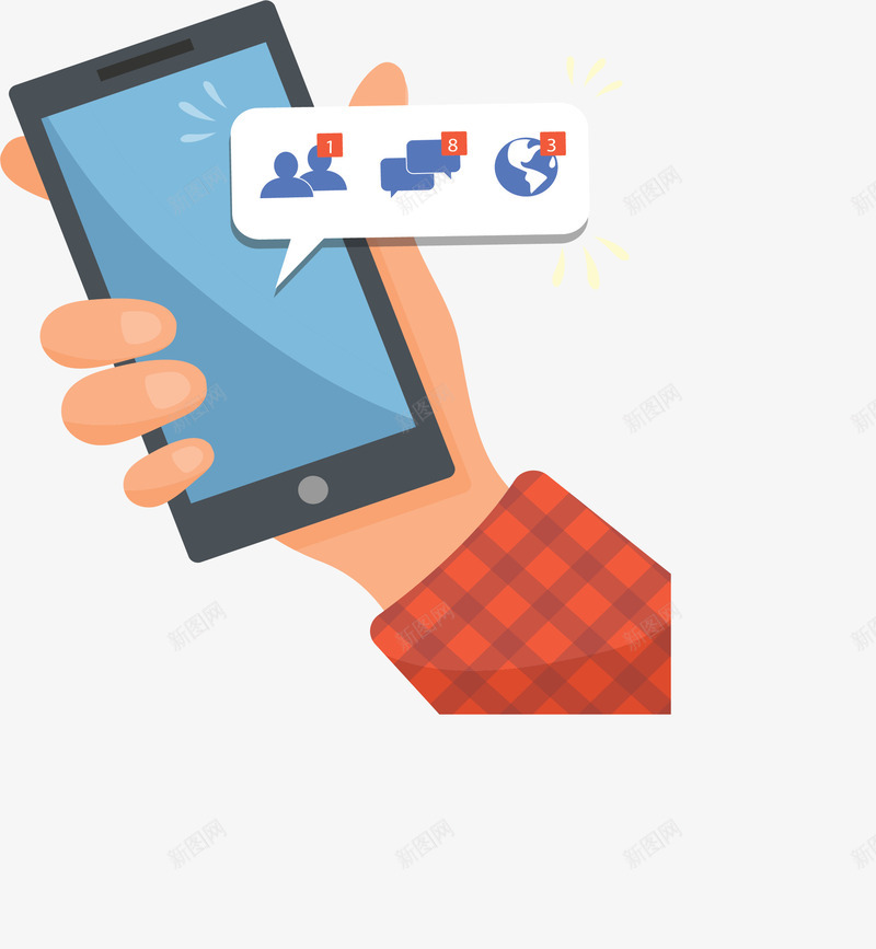 手里手机网络社交矢量图ai免抠素材_88icon https://88icon.com 手拿手机 手机 手机端 矢量png 社交 网络社交 矢量图