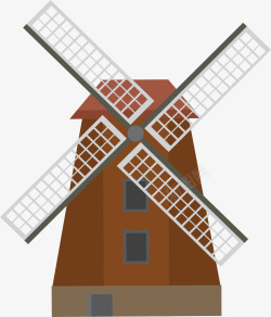 荷兰风车旅游建筑矢量图素材