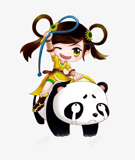 骑熊猫的小女孩png免抠素材_88icon https://88icon.com 人物 卡通 小女孩 手绘 熊猫
