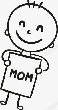 妈妈抱小孩拿着妈妈卡片的小孩子矢量图图标图标