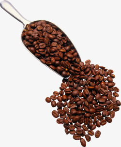 棕色勺子香浓咖啡豆高清图片