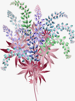 紫色手绘花草装饰图案素材