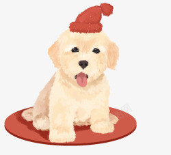 圣诞红帽子圣诞可爱小狗狗高清图片