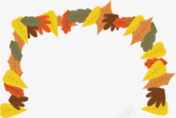 彩色秋天落叶边框素材
