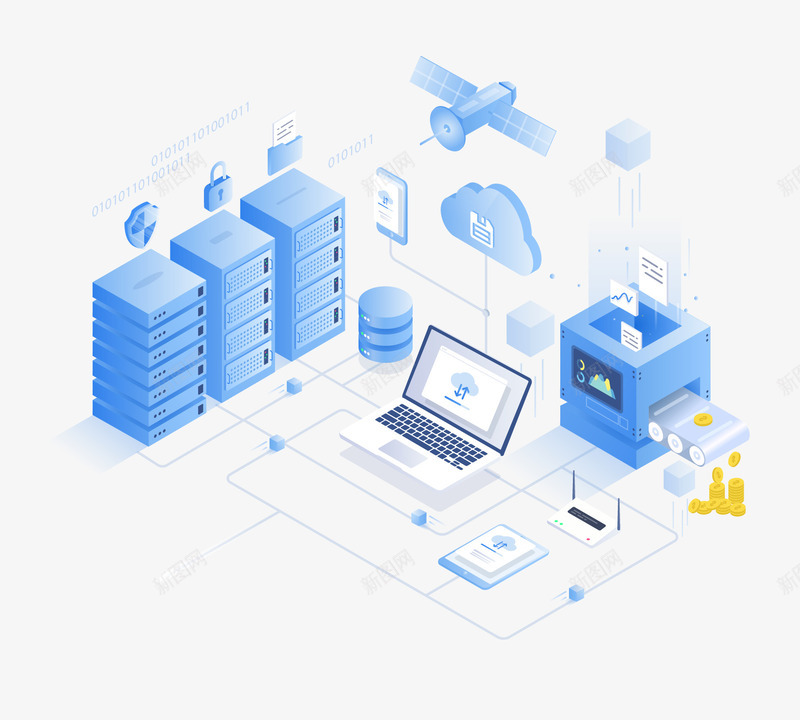 卡通办公设备png免抠素材_88icon https://88icon.com 免抠图 办公用品 抠图 插画 服务器 电脑 装饰画