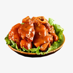 红肉产品实物生菜红烧猪蹄高清图片