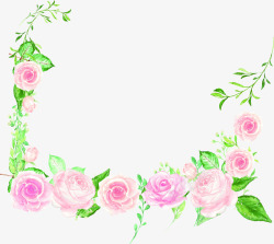 文艺水彩粉色花朵装饰素材
