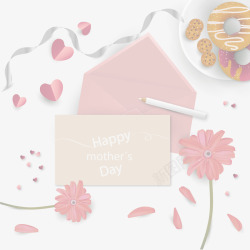粉红母亲节信封信纸素材
