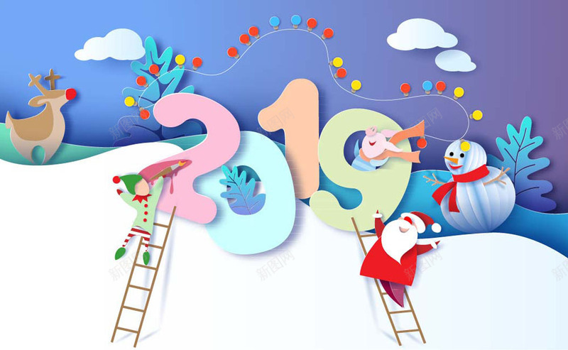 2019年圣诞新年剪贴画矢量图ai免抠素材_88icon https://88icon.com 2019剪纸矢量图 2019年圣诞新年剪贴画矢量图 剪贴画矢量图 圣诞素材 矢量图