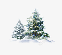 创意手绘合成圣诞树造型效果雪地素材