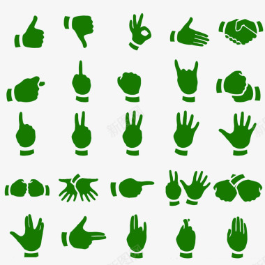 绿色楼房各种手势图标图标