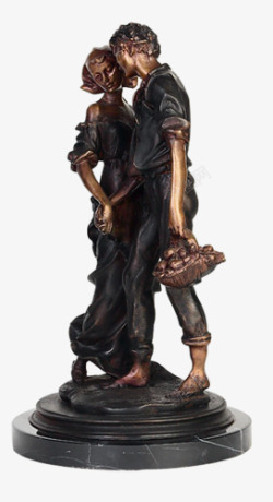 中世纪复古青铜雕少男少女雕塑素材