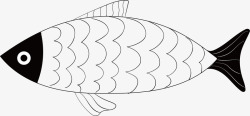 渔业手绘黑色海鲜鱼类素矢量图素材
