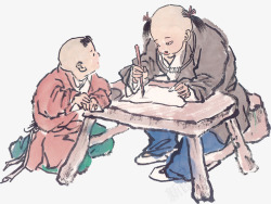 中国风笔墨学习书童素材