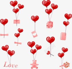 红色爱心气球群情人节心形气球高清图片