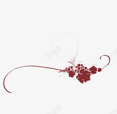 线稿花朵简约酒杯葡萄logo矢量图图标图标