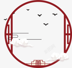 中国风窗棂中国风古典飞鸟门楣高清图片